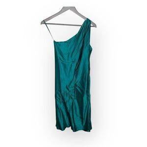 Just Cavalli Green 100% Silk One Shoulder Dress